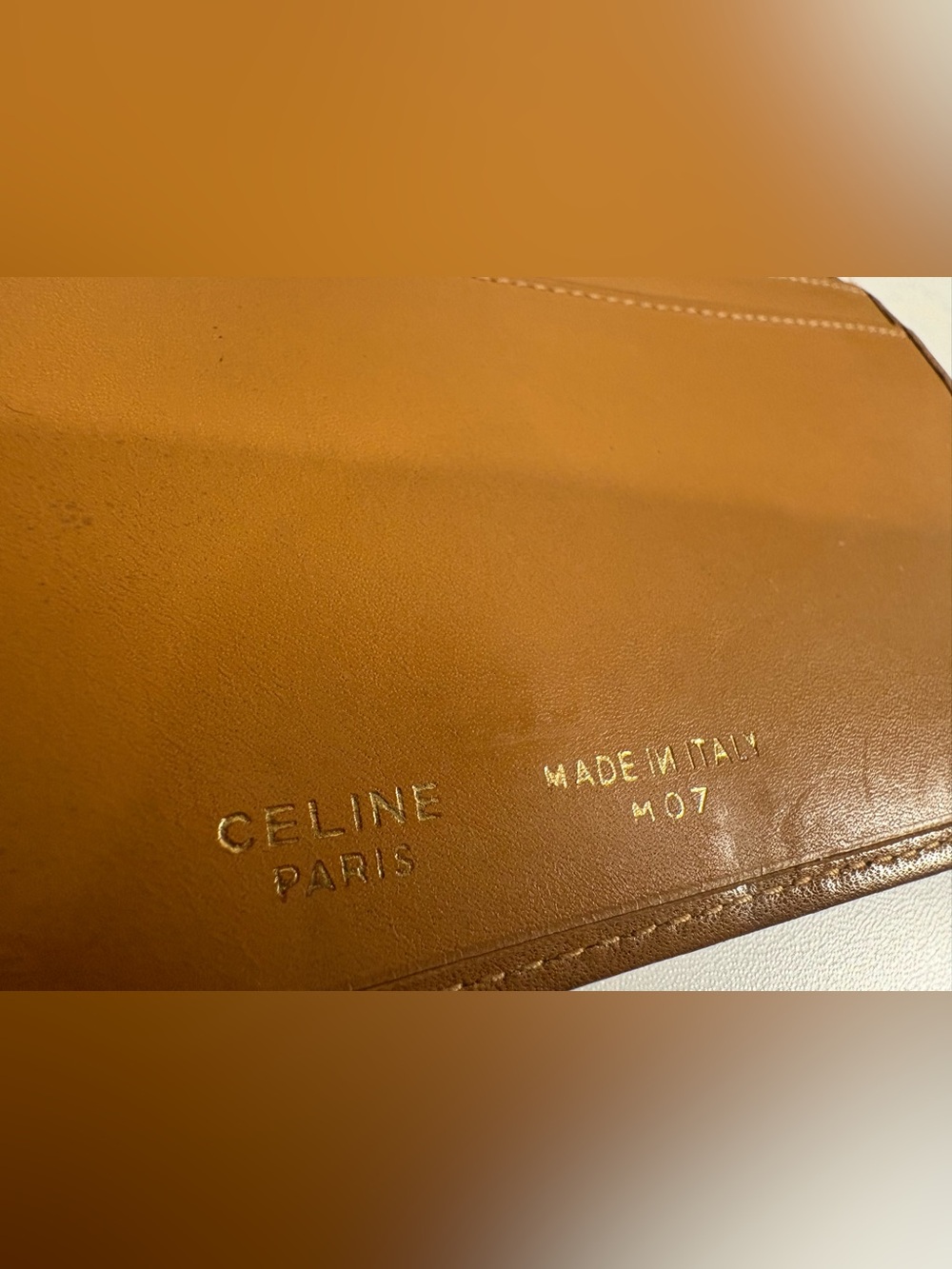 Vintage Celine MacadamMonogram Long Wallet Clutch Tan Leather TriompheMade Italy - Picture 13 of 14